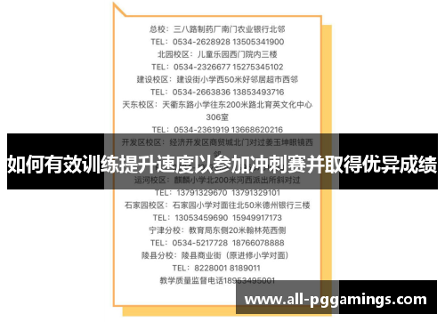 如何有效训练提升速度以参加冲刺赛并取得优异成绩